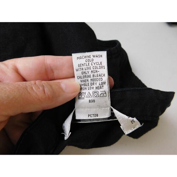 Geoffrey Beene Sport Shirt 12 Large Black Button Down V-Neck Sleeveless Linen - Picture 6 of 6